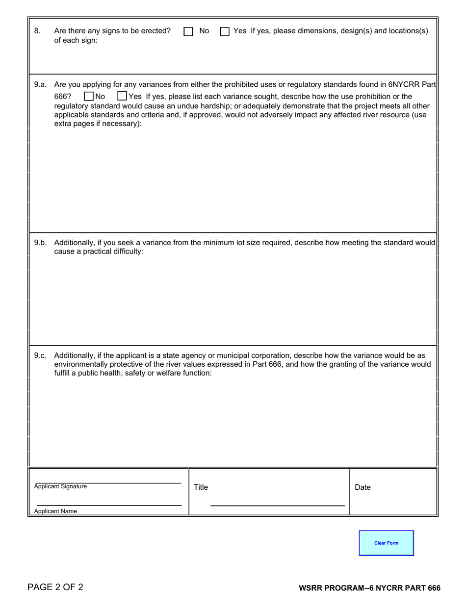 Supplement WSR-1 Application for Permit for Wild, Scenic and Recreational Rivers System Permits - New York, Page 2