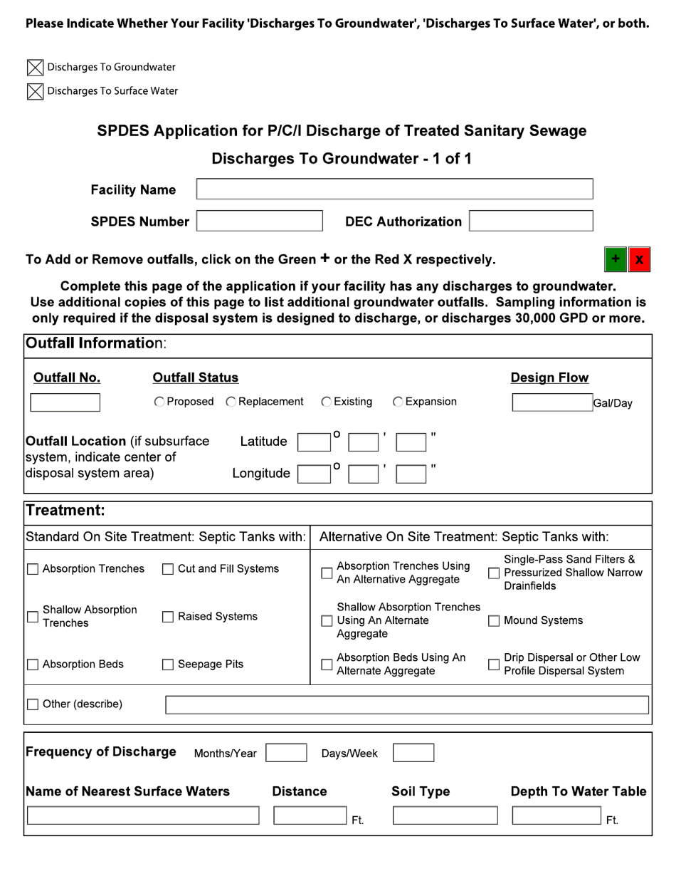 Spdes Application Form: Private, Commercial  Institutional (P / C / I) Discharge of Treated Sanitary Sewage - New York, Page 2