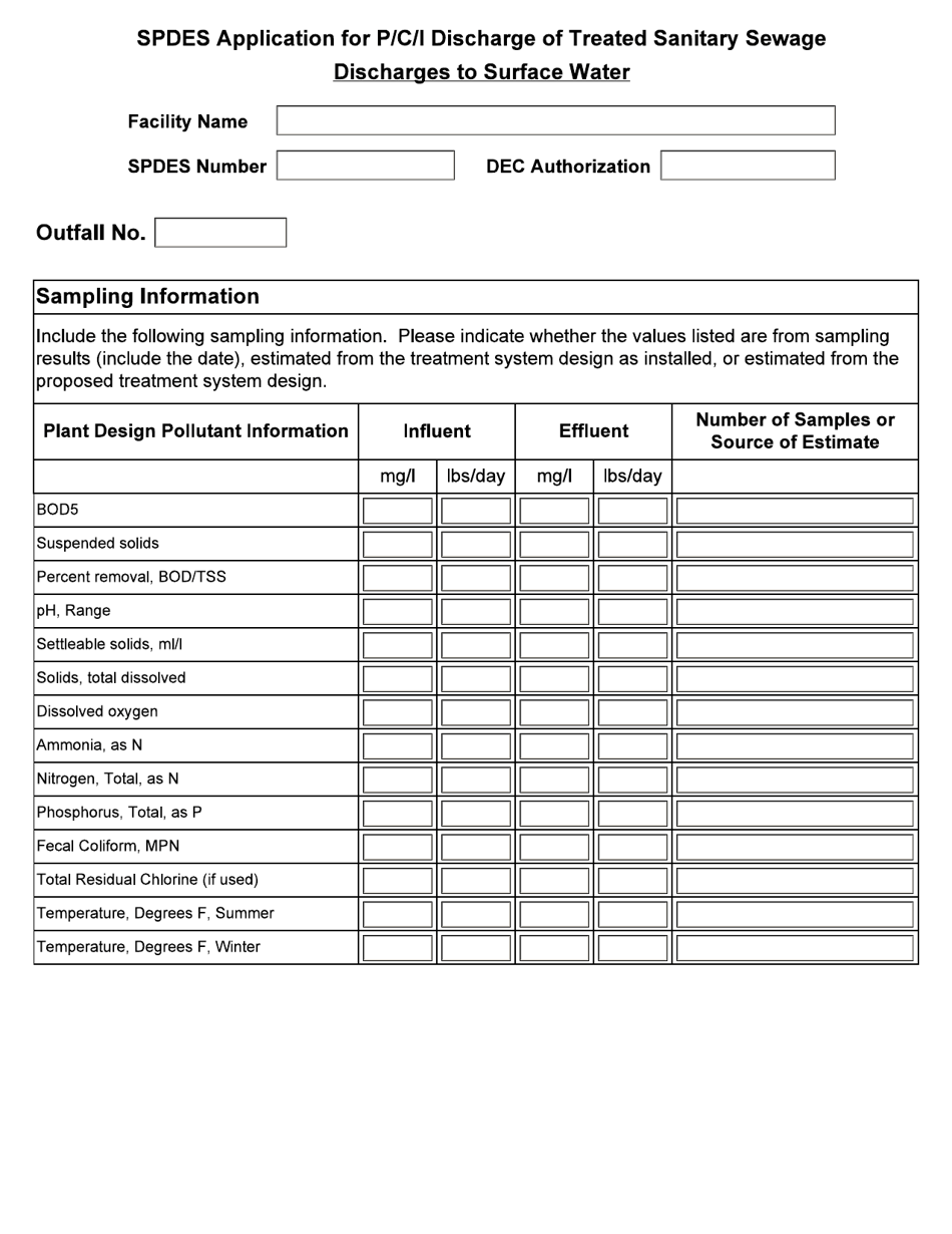 Spdes Application Form: Private, Commercial  Institutional (P / C / I) Discharge of Treated Sanitary Sewage - New York, Page 5