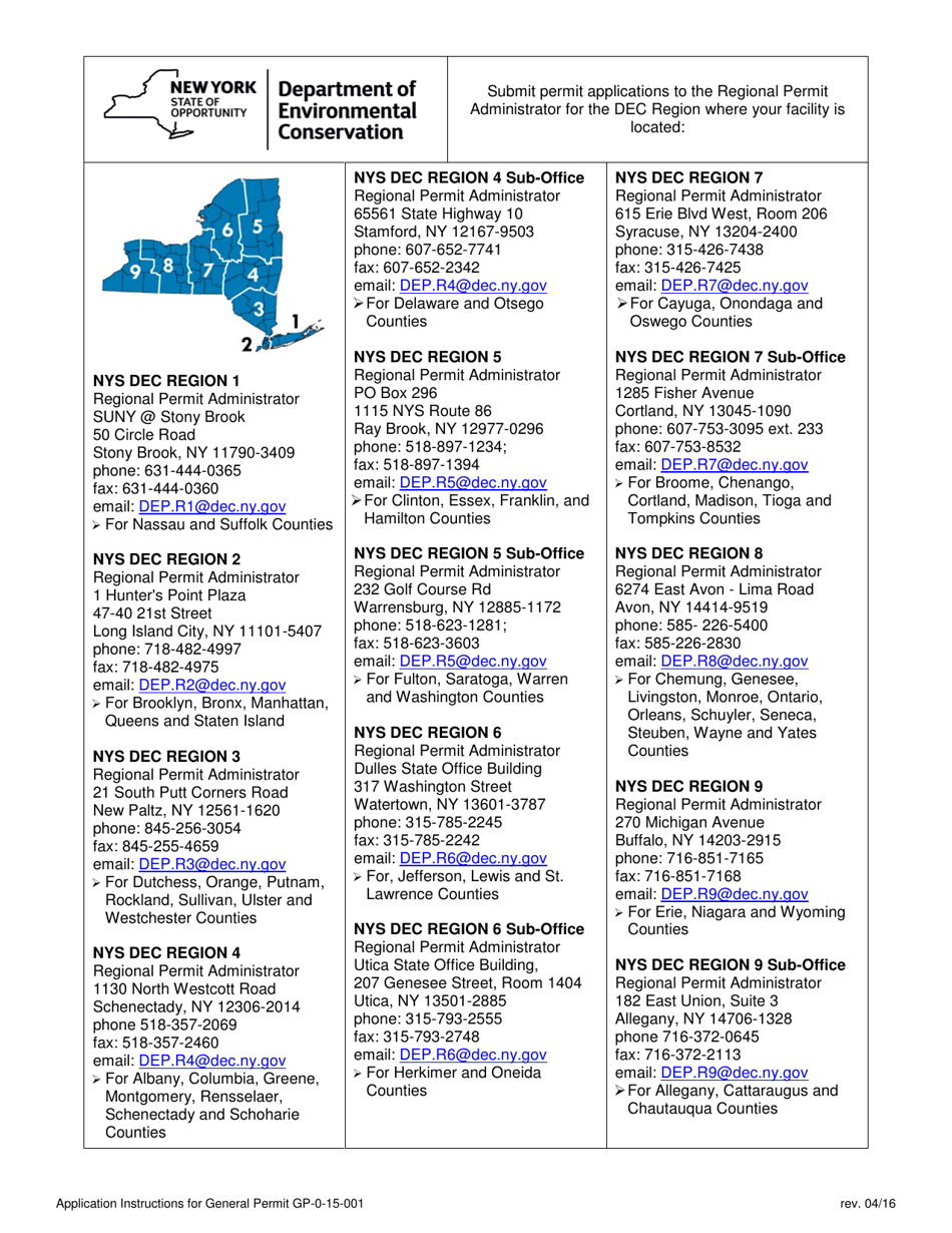 Instructions for General Permit 0-15-001 Application Form - New York, Page 3