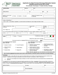 Document preview: General Permit 0-15-001 Application Form - New York