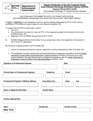 Document preview: General Permit 0-15-001 Design Certification Form - New York