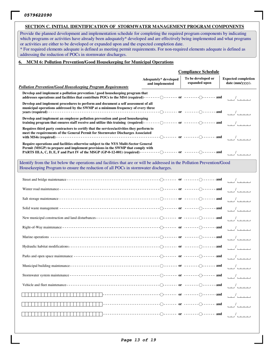 Stormwater Municipal Separate Storm Sewer Systems (Ms4s) General Permit Noi - New York, Page 13