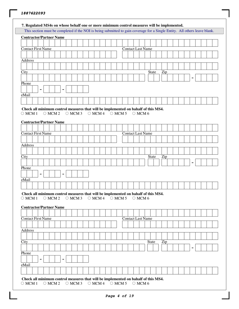 Stormwater Municipal Separate Storm Sewer Systems (Ms4s) General Permit Noi - New York, Page 4