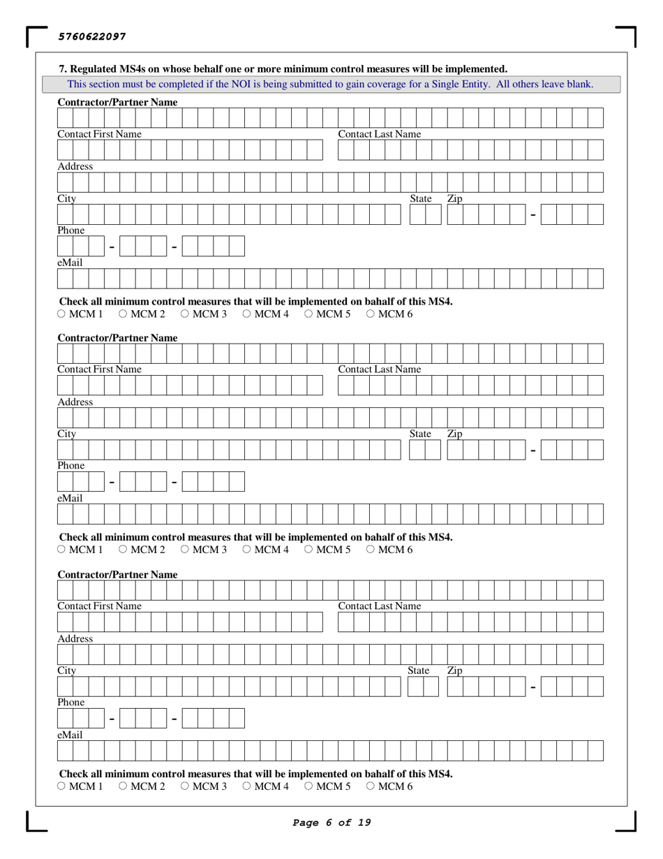 Stormwater Municipal Separate Storm Sewer Systems (Ms4s) General Permit Noi - New York, Page 6