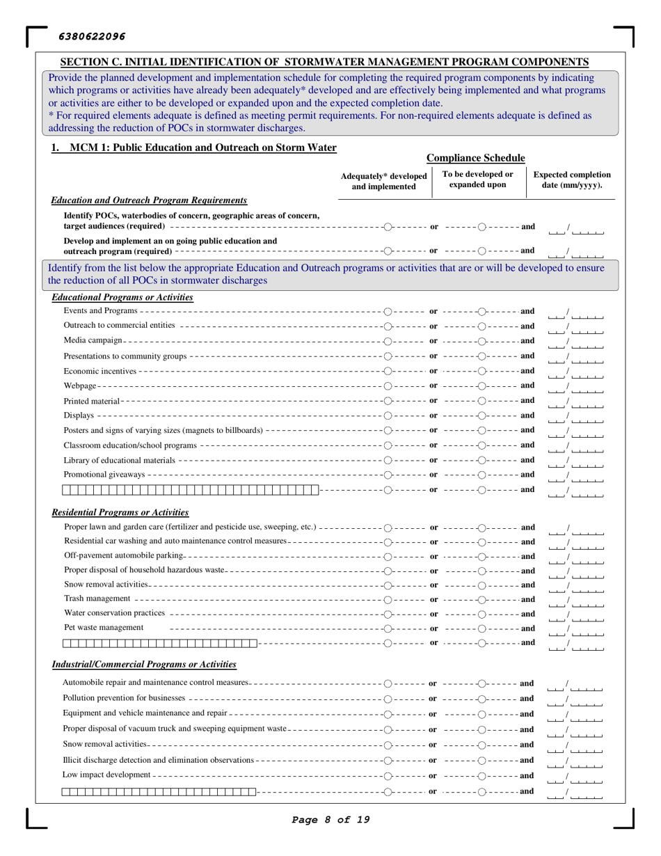 Stormwater Municipal Separate Storm Sewer Systems (Ms4s) General Permit Noi - New York, Page 8
