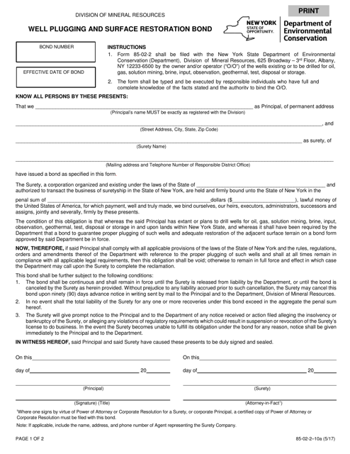 Form 85-02-2–10A  Printable Pdf