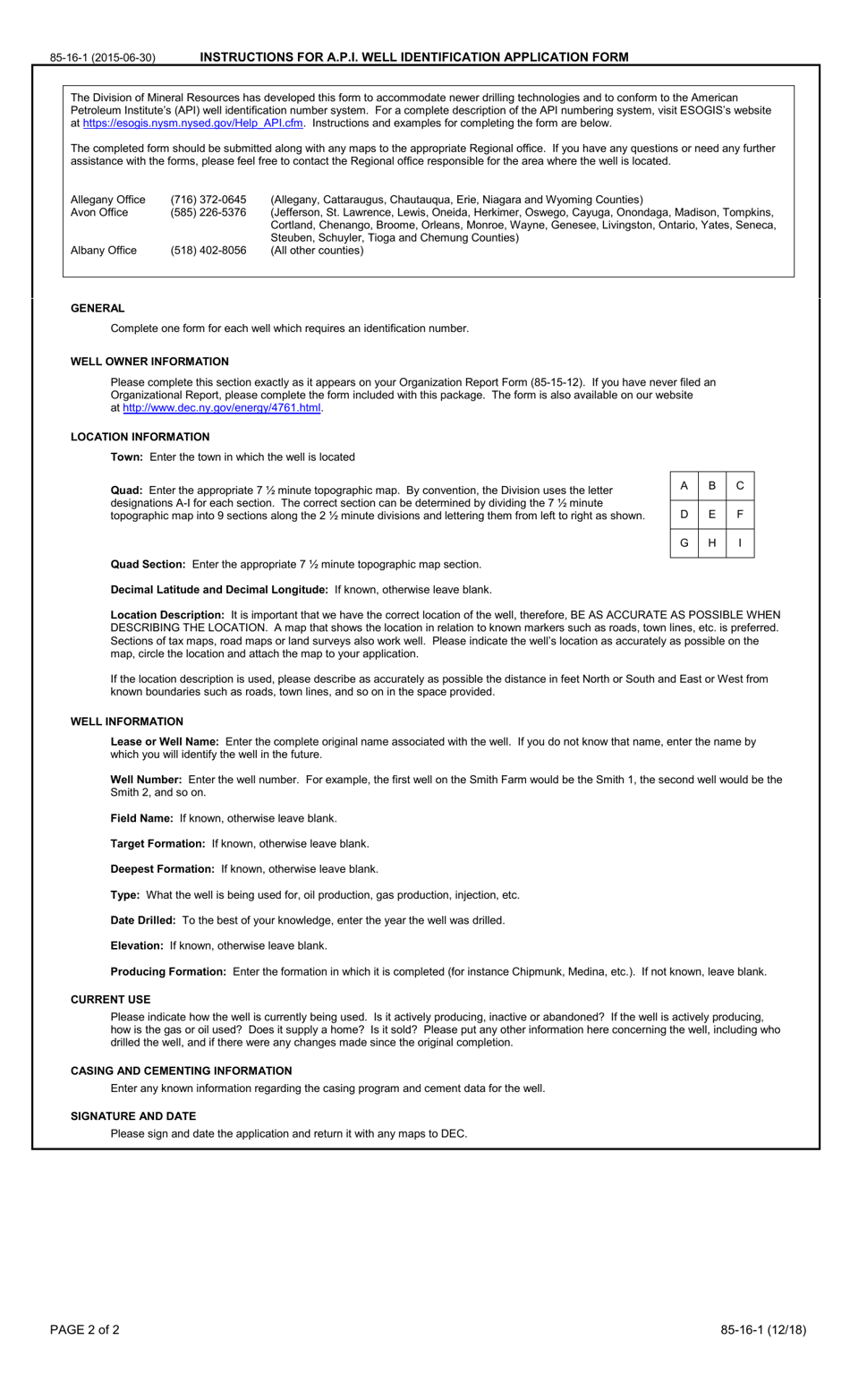 Form 85-16-1 Application for a.p.i. Well Identification Number - New York, Page 2