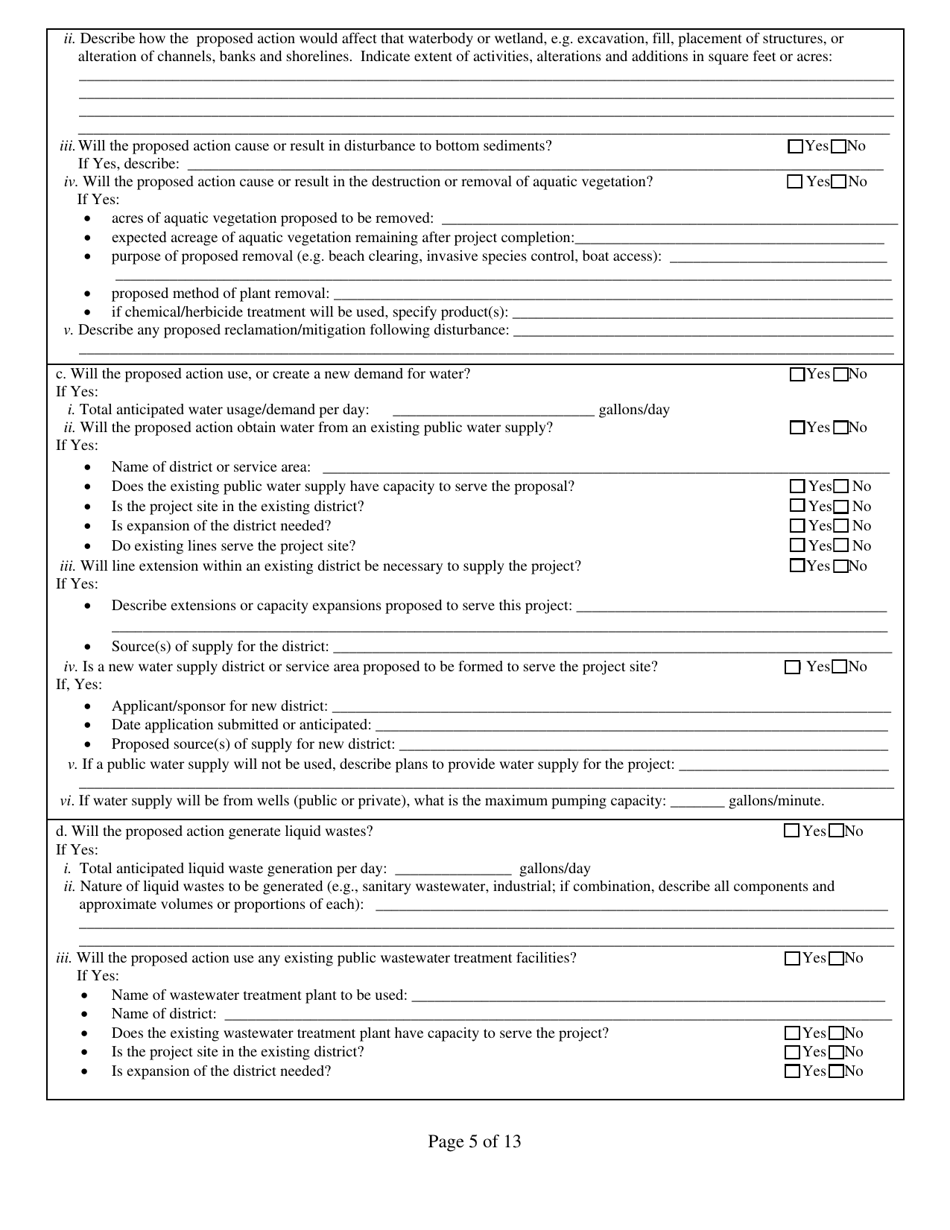 Full Environmental Assessment Form Part 1 - Project and Setting - New York, Page 5