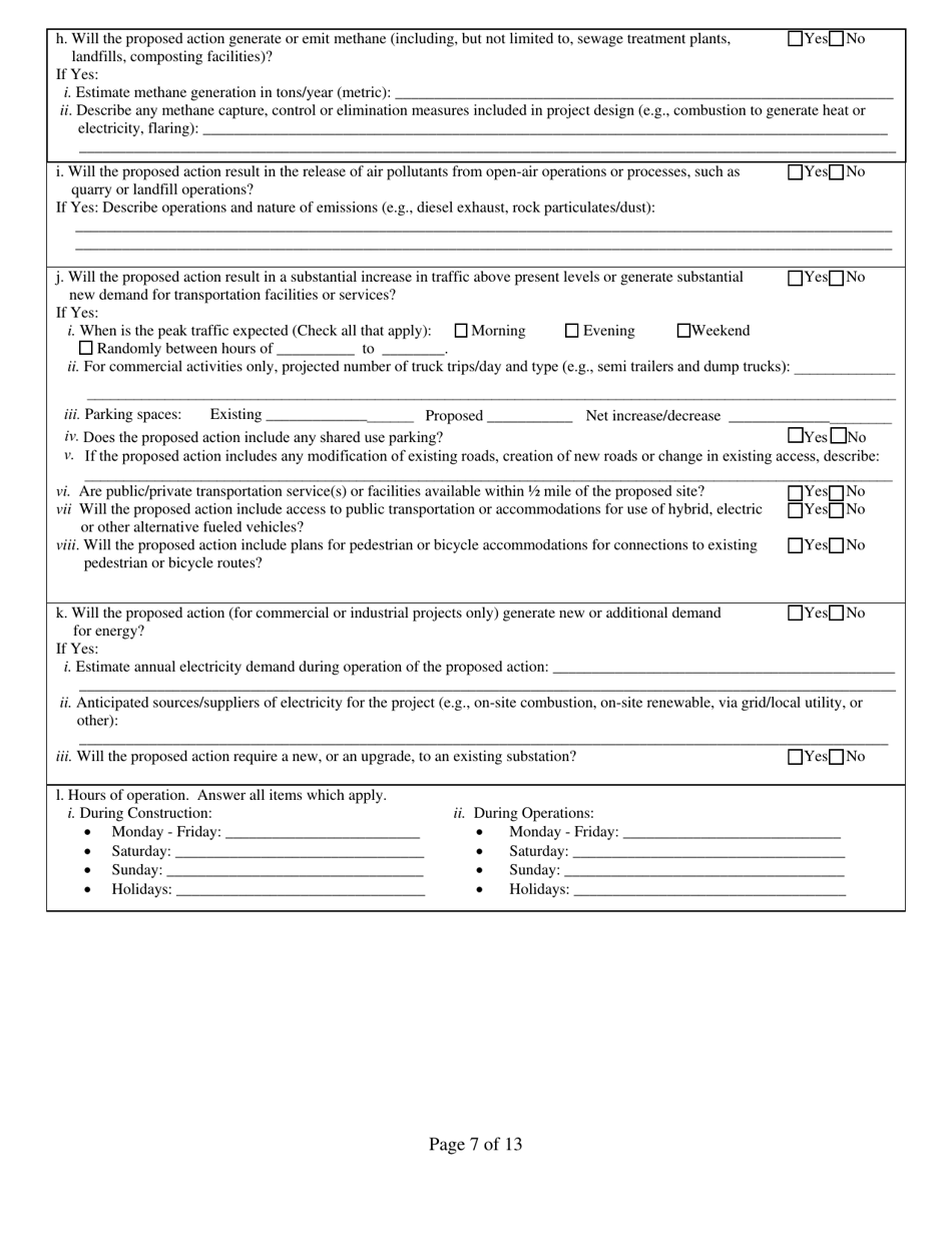 Full Environmental Assessment Form Part 1 - Project and Setting - New York, Page 7
