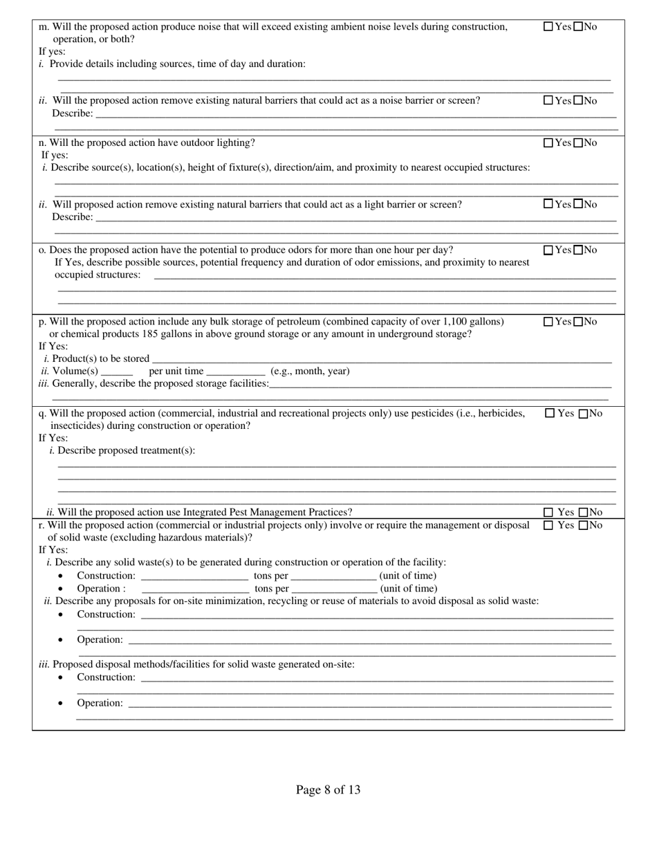 Full Environmental Assessment Form Part 1 - Project and Setting - New York, Page 8