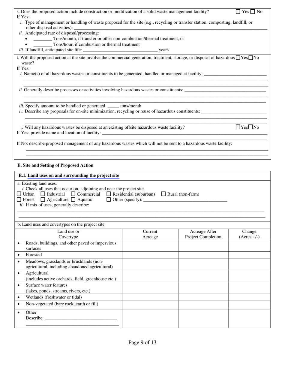 Full Environmental Assessment Form Part 1 - Project and Setting - New York, Page 9