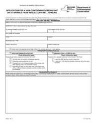 Form 07-1-5 Application for a Non-conforming Spacing Unit or a Variance From Regulatory Well Spacing - New York
