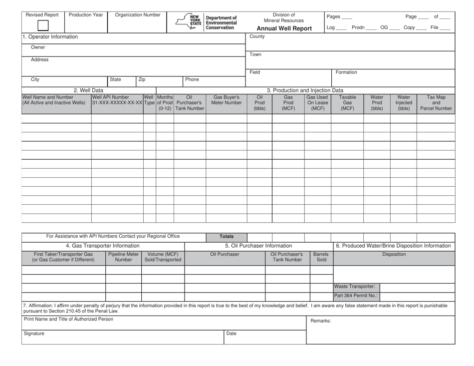 New York Annual Well Report - Fill Out, Sign Online and Download PDF ...