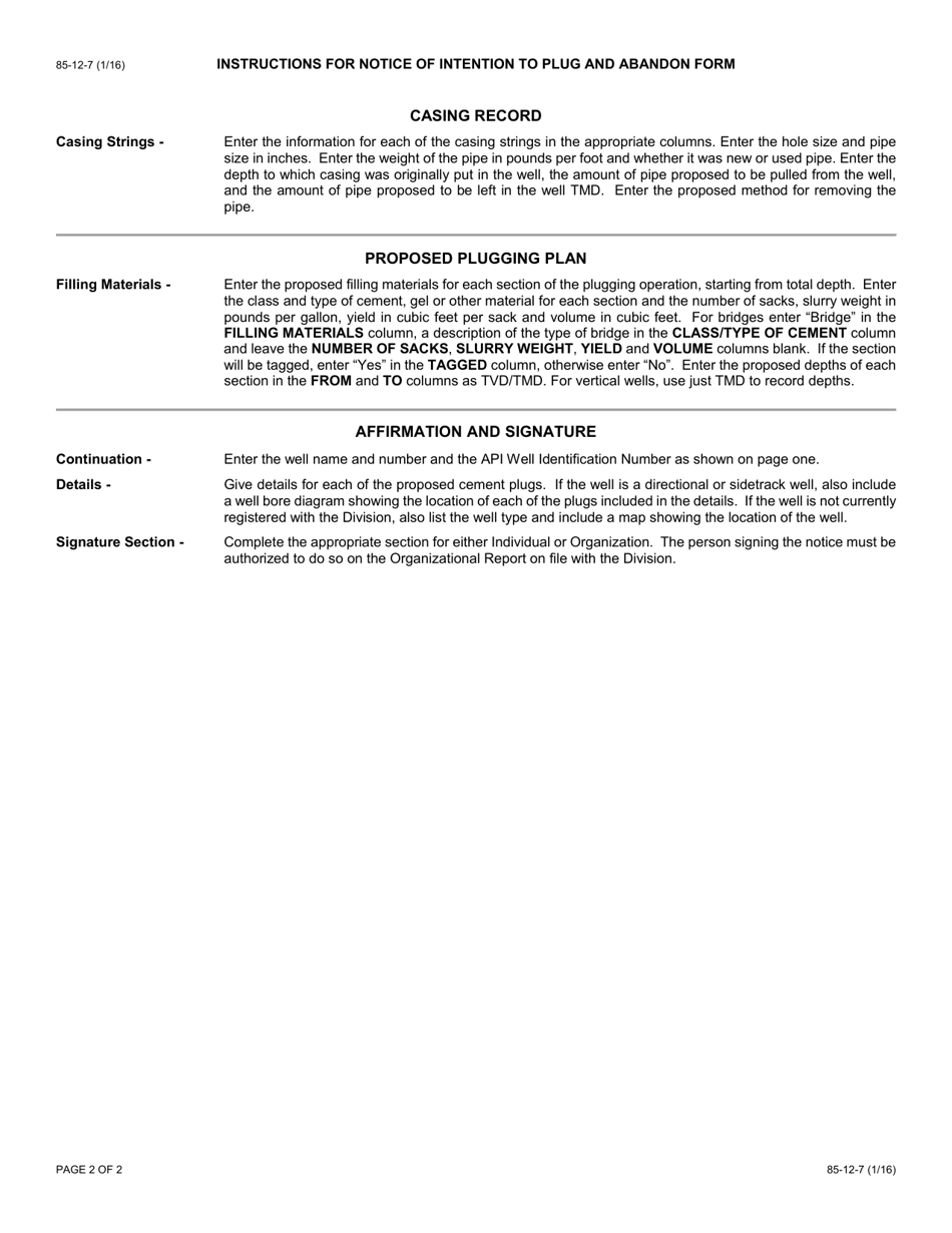 Instructions for Form 85-12-427B Notice of Intention to Plug and Abandon Form - New York, Page 2
