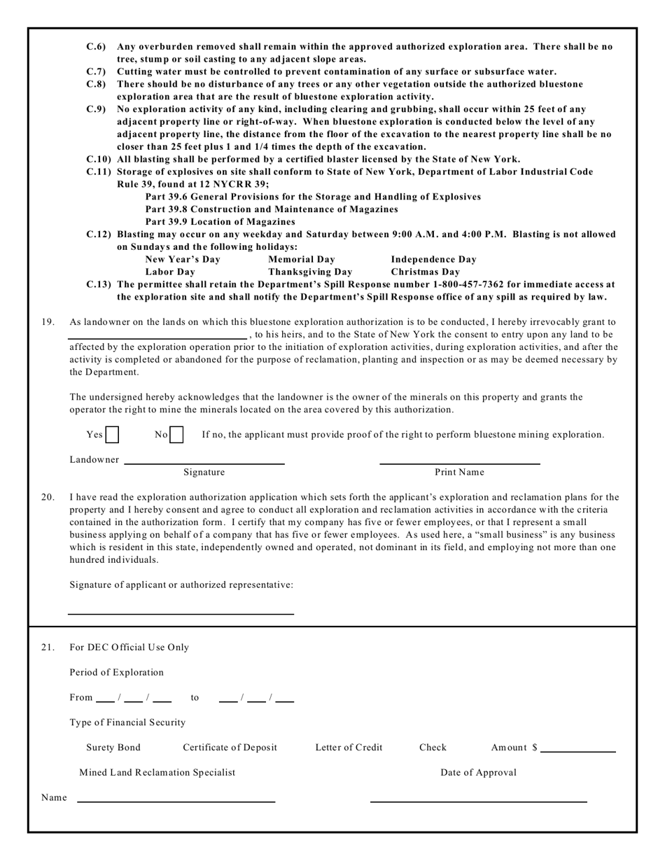 Bluestone Exploration Authorization Application - New York, Page 4