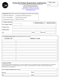 Document preview: Pesticide Product Registration Application - New York