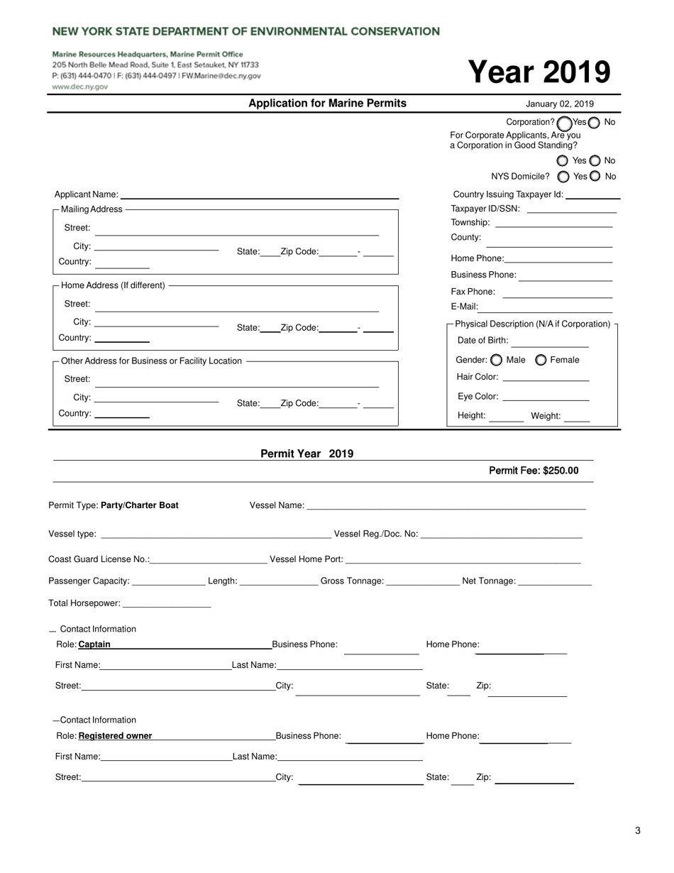 Party / Charter Boat Permit Application - New York, Page 3