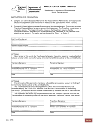 Document preview: Supplement A Application for Permit Transfer - New York