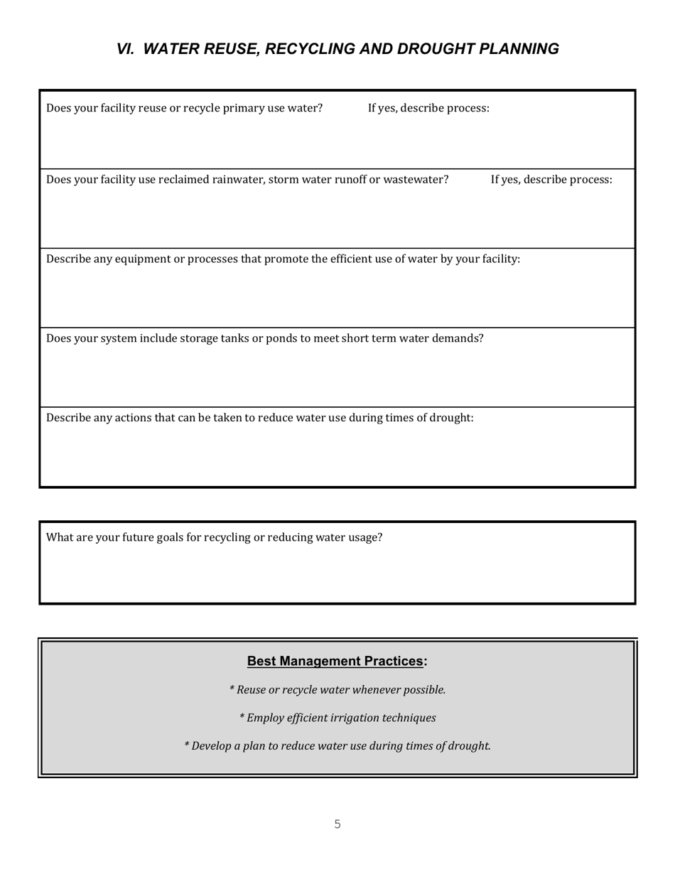 Water Conservation Program Form for Non-potable Water Withdrawals - New York, Page 5
