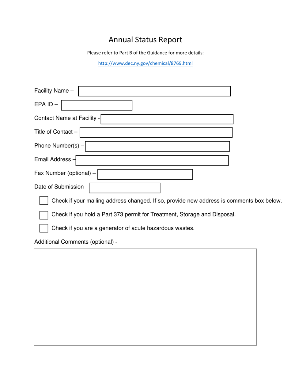 New York Annual Status Report Download Fillable PDF Templateroller