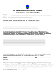 Document preview: Record of Compliance, Supplemental Information Form - New York