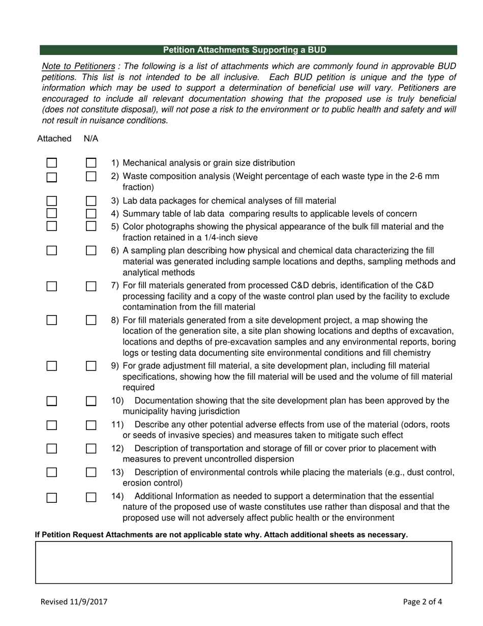 Beneficial Use Determination Petition - Fill or Cover - New York, Page 2