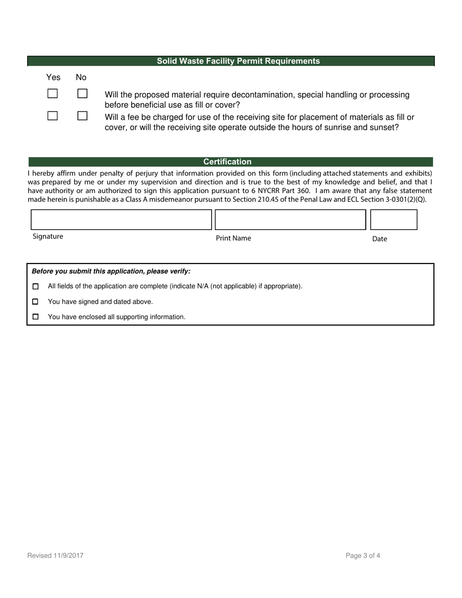 Beneficial Use Determination Petition - Fill or Cover - New York, Page 3