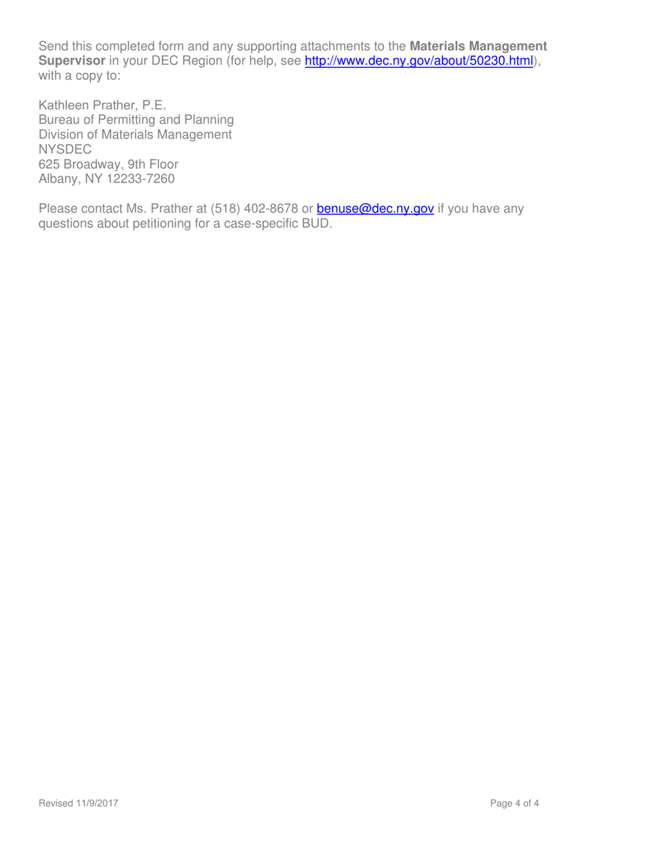 Beneficial Use Determination Petition - Fill or Cover - New York, Page 4