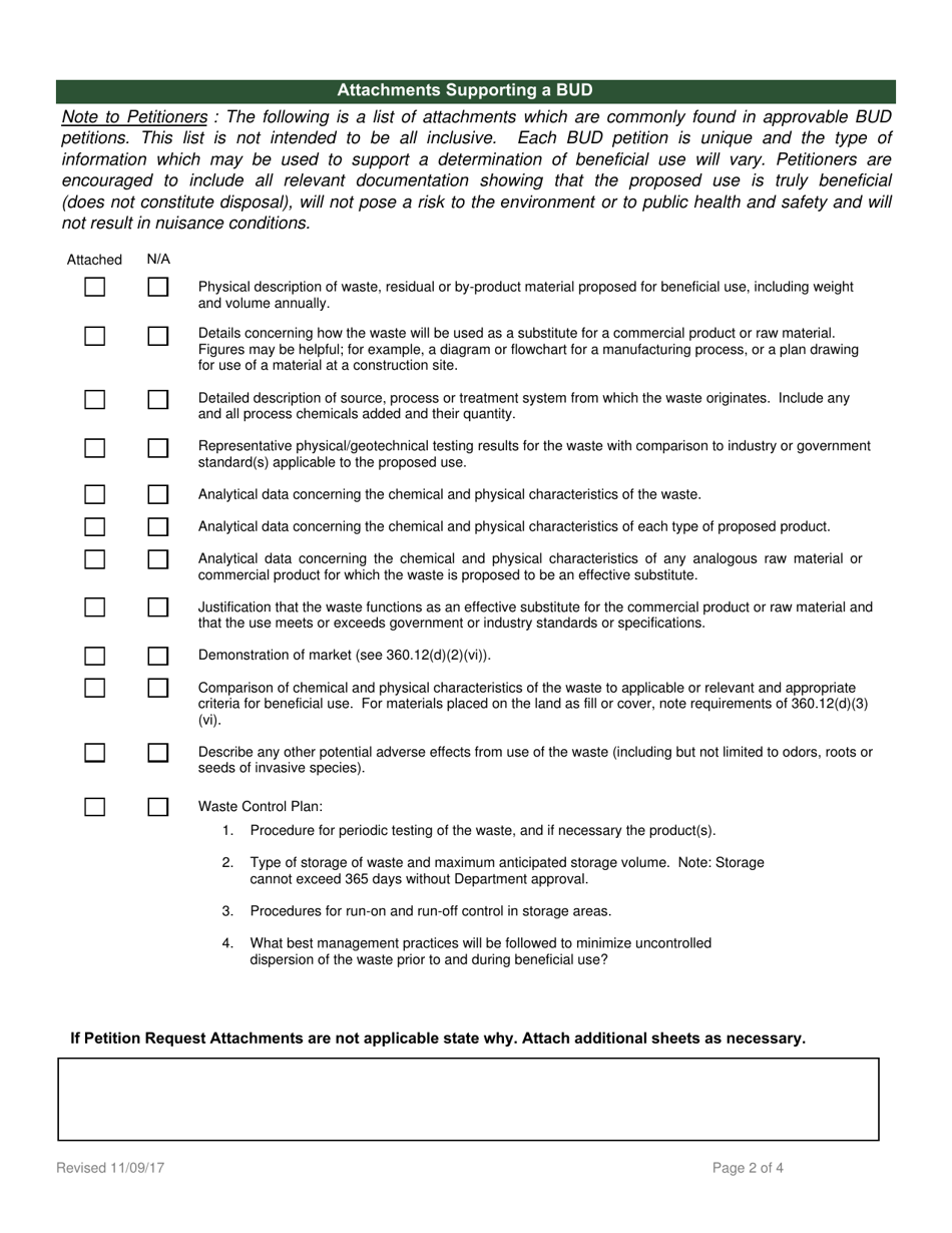 Beneficial Use Determination Petition - General - New York, Page 2