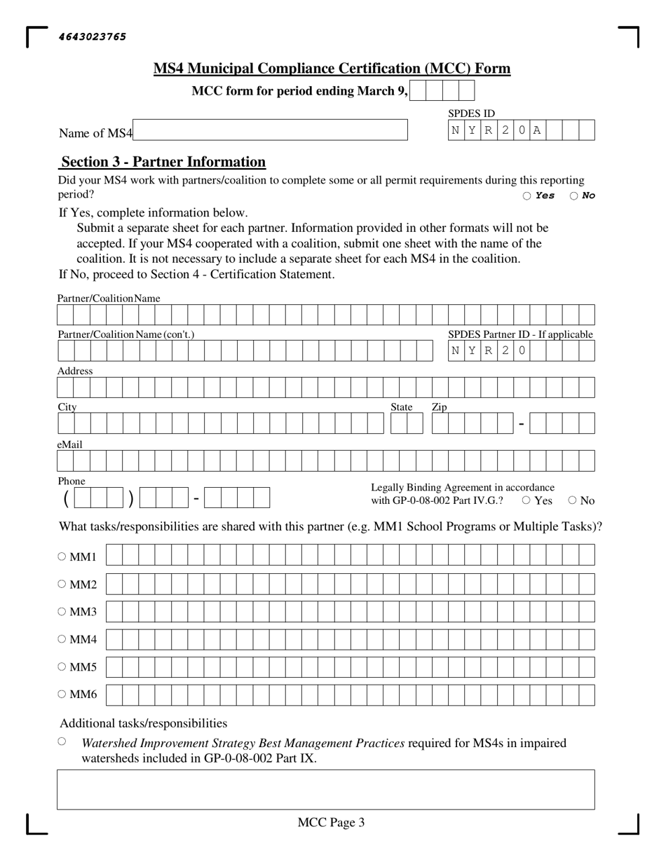 Page 3 Ms4 Municipal Compliance Certification (Mcc) Form - New York, Page 1