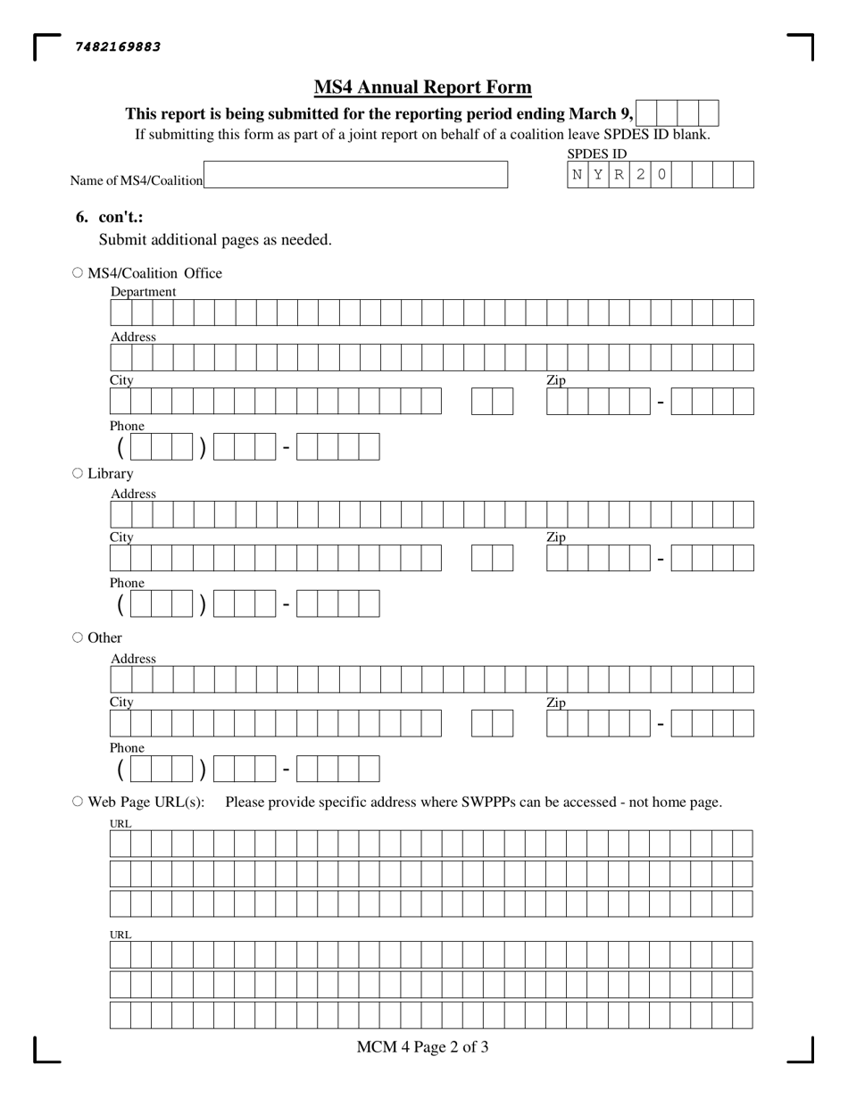 Page 2 Ms4 Annual Report Form - New York, Page 1
