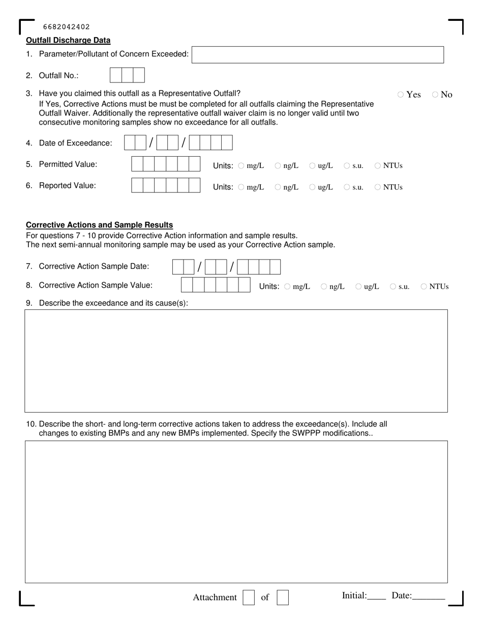 New York Corrective Action Form for Semi-annual Benchmark Monitoring ...