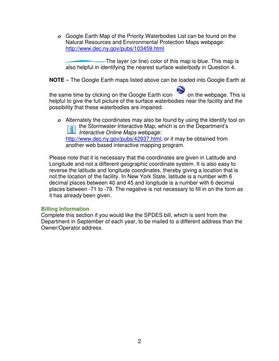 Instructions for Notice of Intent to Obtain Coverage Under Spdes Multi-Sector General Permit for Stormwater Discharges Associated With Industrial Activity (Gp-0-17-004) - New York, Page 3