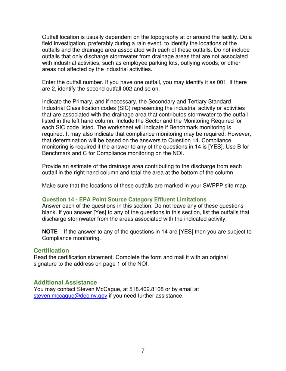 Instructions for Notice of Intent to Obtain Coverage Under Spdes Multi-Sector General Permit for Stormwater Discharges Associated With Industrial Activity (Gp-0-17-004) - New York, Page 8