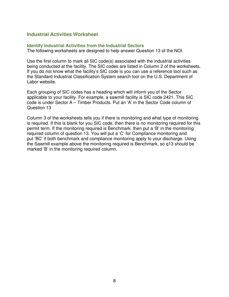 Instructions for Notice of Intent to Obtain Coverage Under Spdes Multi-Sector General Permit for Stormwater Discharges Associated With Industrial Activity (Gp-0-17-004) - New York, Page 9