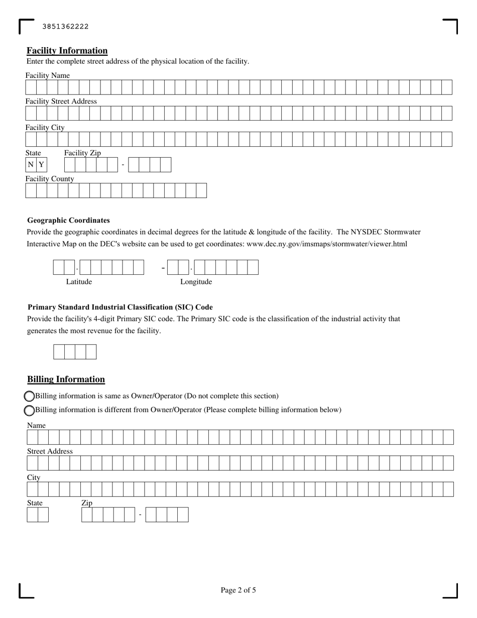 Notice of Intent for Stormwater Discharges Associated With Industrial Activity - New York, Page 2