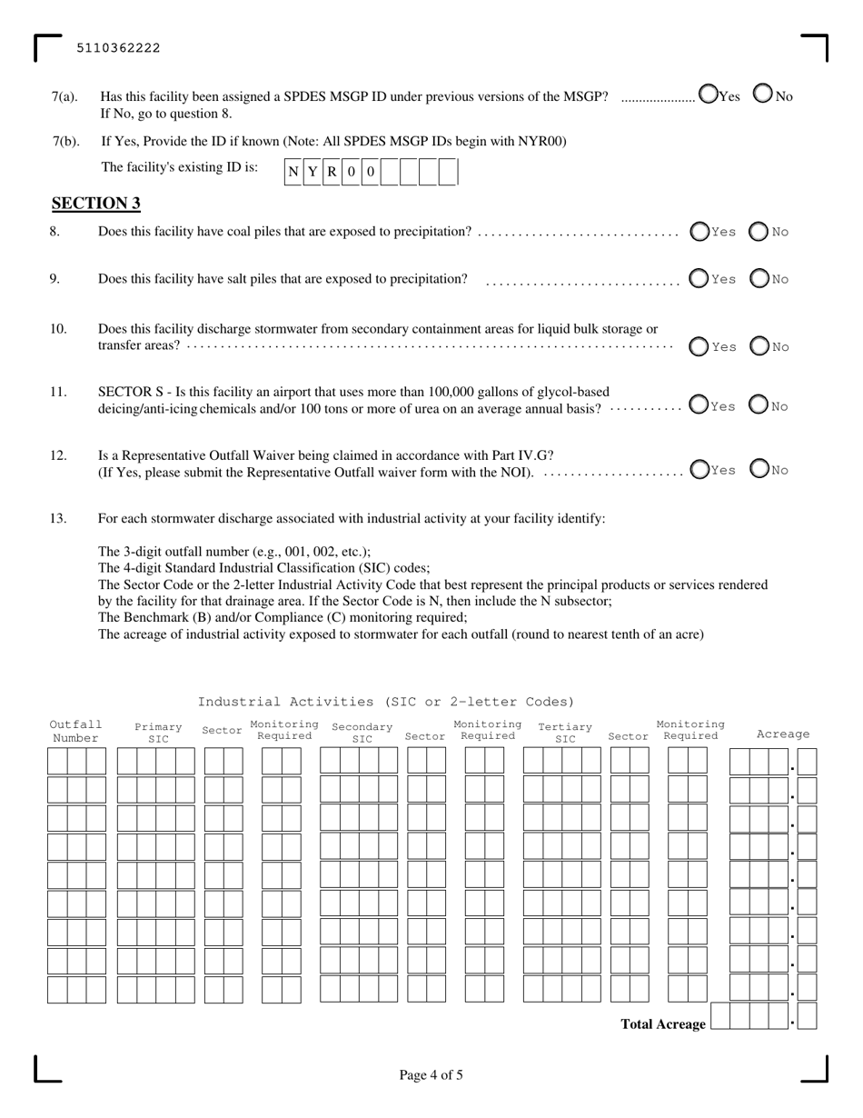 Notice of Intent for Stormwater Discharges Associated With Industrial Activity - New York, Page 4