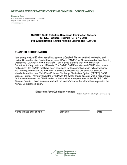Nysdec State Pollution Discharge Elimination System (Spdes) General Permits (Gp-0-16-001) for Concentrated Animal Feeding Operations (Cafos) - New York Download Pdf