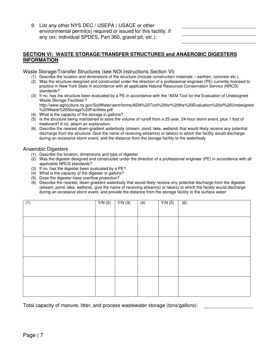 State Pollutant Discharge Elimination System (Spdes) Ecl General Permit (Gp-0-16-001) for Concentrated Animal Feeding Operations (Cafos) Notice of Intent - New York, Page 7