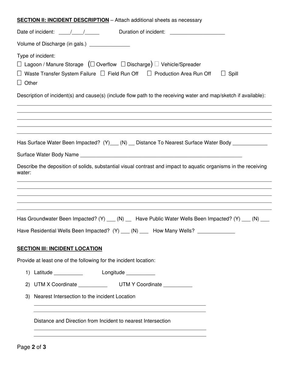 Incident Report - State Pollutant Discharge Elimination System (Spdes) General Permits (Gp-0-16-001) or (Gp-0-16-002) for Concentrated Animal Feeding Operation (Cafo) - New York, Page 2