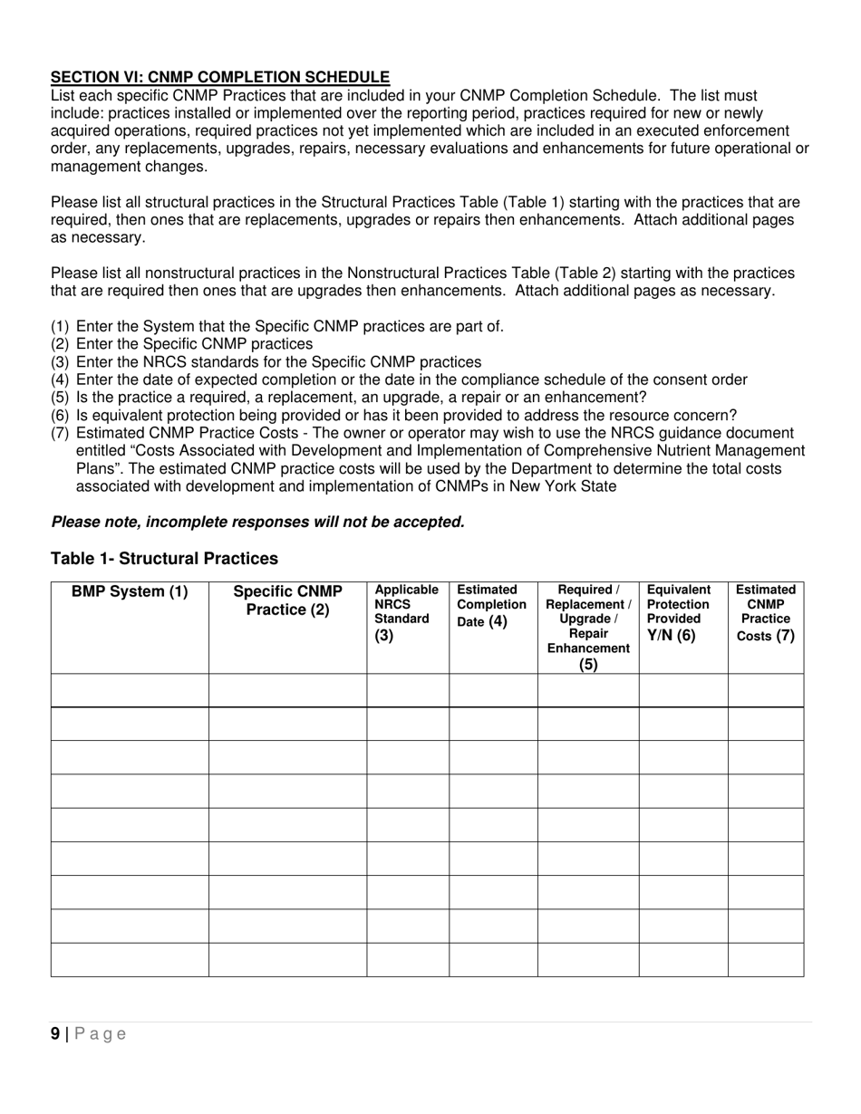 State Pollutant Discharge Elimination System (Spdes) General Permits (Gp-0-16-001) or (Gp-0-16-002) for Concentrated Animal Feeding Operations (Cafos) Annual Compliance Report - New York, Page 9
