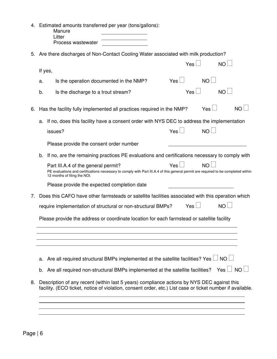 State Pollutant Discharge Elimination System (Spdes) Cwa General Permits (Gp-0-19-001) for Concentrated Animal Feeding Operations (Cafos) Notice of Intent - New York, Page 6