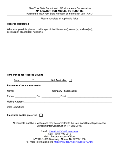 Application for Access to Records - New York Download Pdf