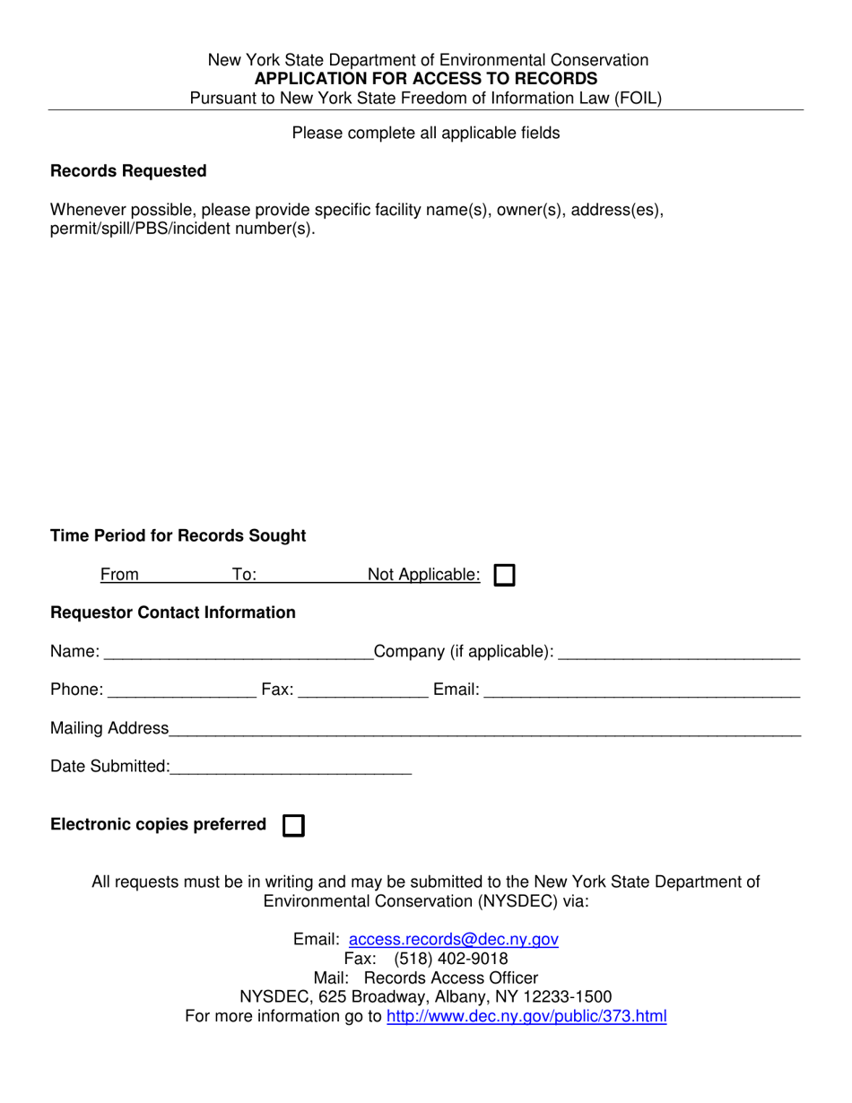 New York Application for Access to Records - Fill Out, Sign Online and ...