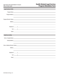 Form DOH-5068 Health-Related Legal Services Program Attestation Form - New York