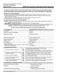 Formulario DOH-2794C Adap Plus Insurance Continuation (Apic) Aplicacion - New York (Spanish)