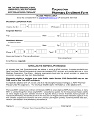 Corporation Pharmacy Enrollment Form - New York