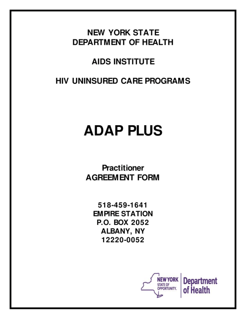 Adap Plus Practitioner Agreement Form - New York Download Pdf