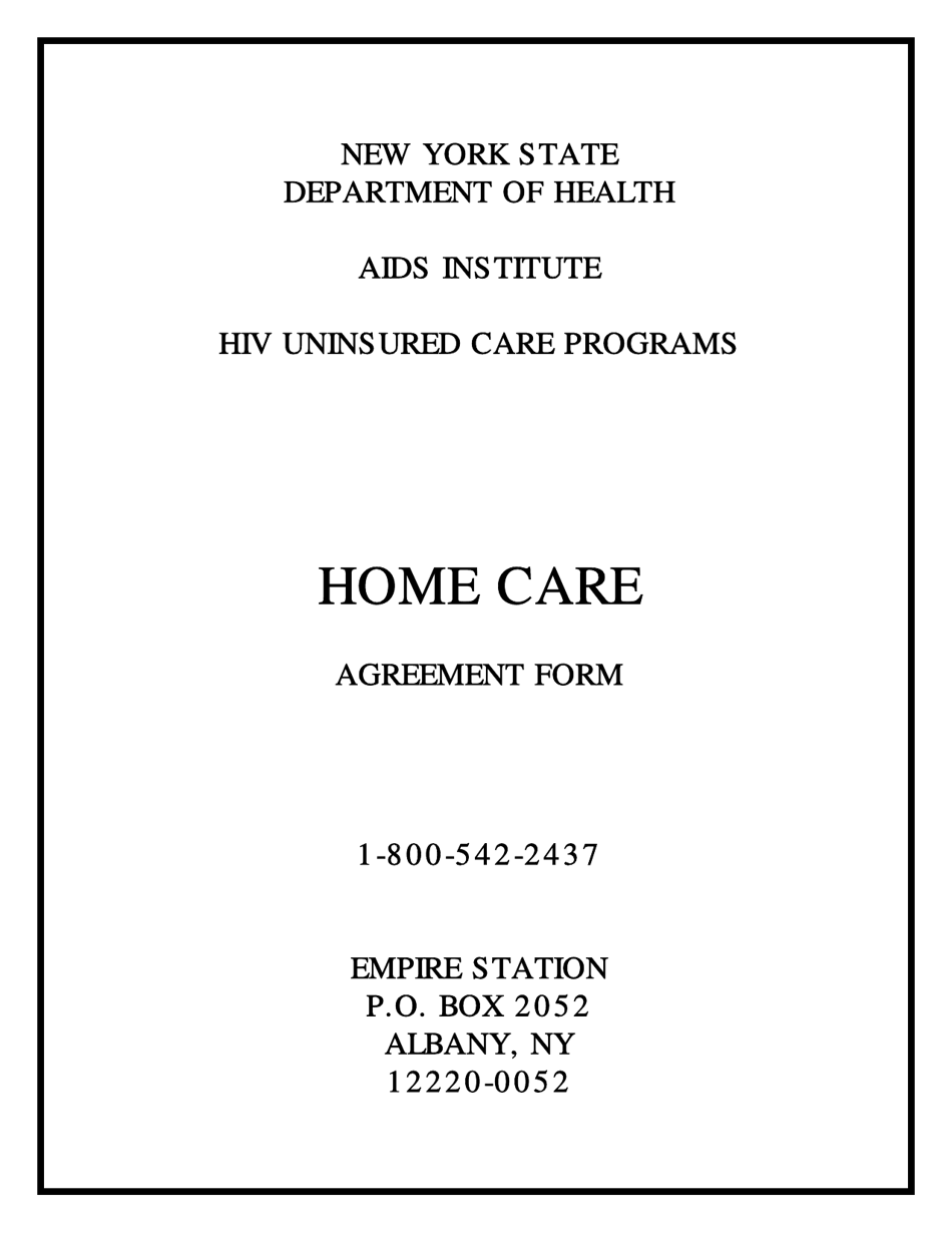 Home Care Agreement Form - New York, Page 1